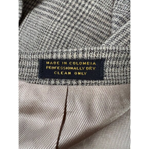 Oscar De La Renta Mens Vintage Beige Houndstooth Blazer 40R Two-Button Wool Blen - Picture 6 of 16